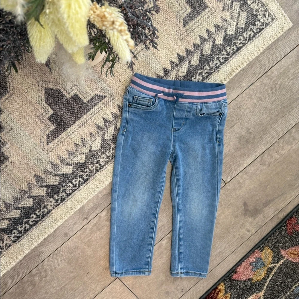 Y2K Cat & Jack Toddler Girl Light Blue Jeans with Pink Waistband